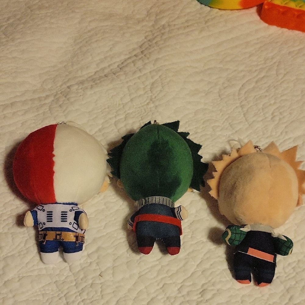 Anime Character Plush Toy Set - Red, Green, Tan - Picture 3 of 3